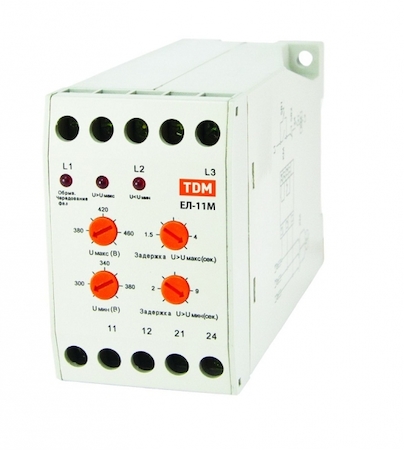 TDM ELECTRIC SQ1504-0014 Реле контроля фаз серии ЕЛ-11М-3х380В (1нр+1нз контакты) TDM